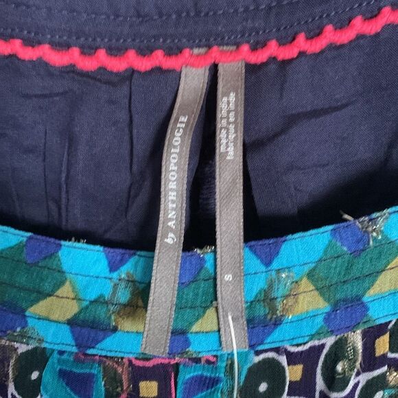 Anthropologie Abstract blue/green metallic maxi dress NWT - Picture 9 of 14